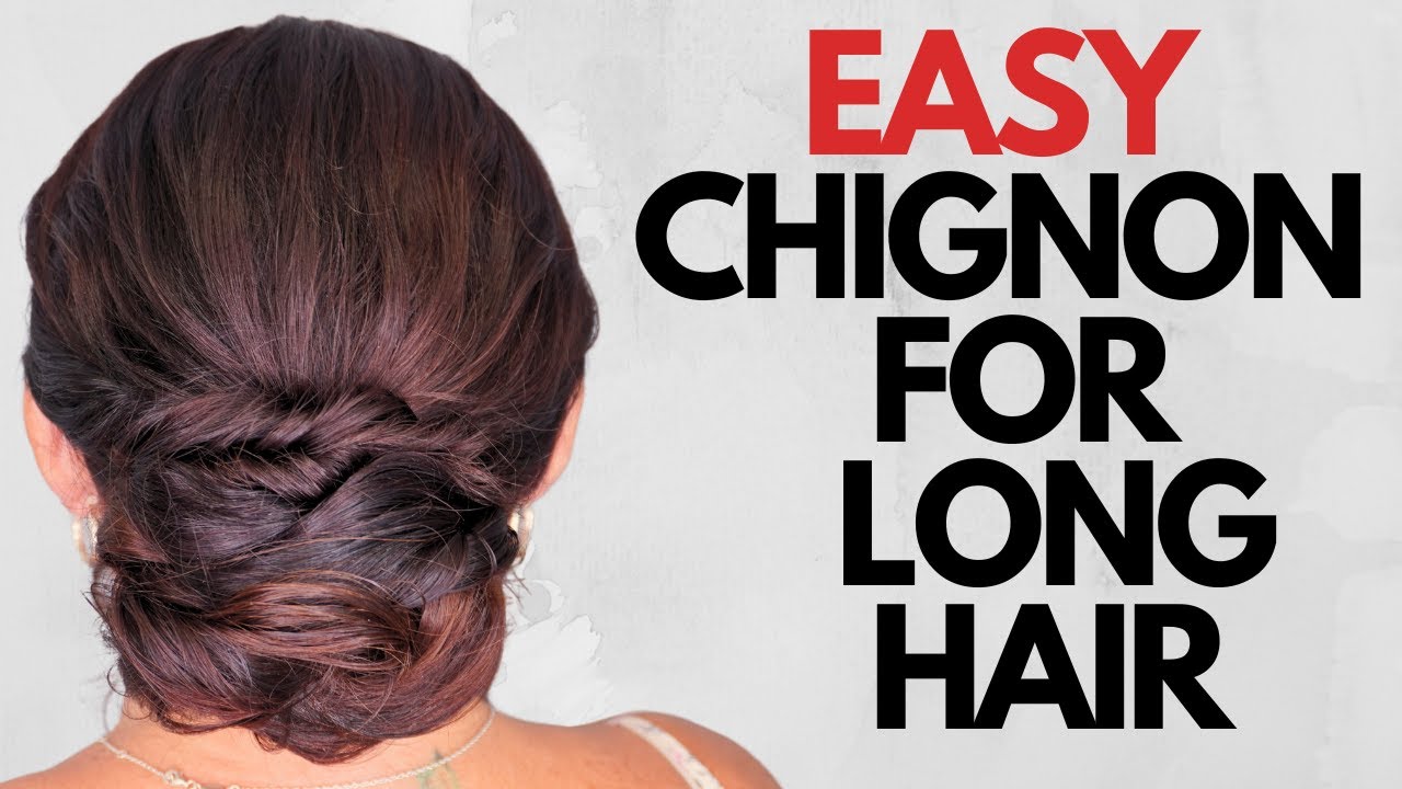 How to do EASY chignon bun on long hair - hair tutorial