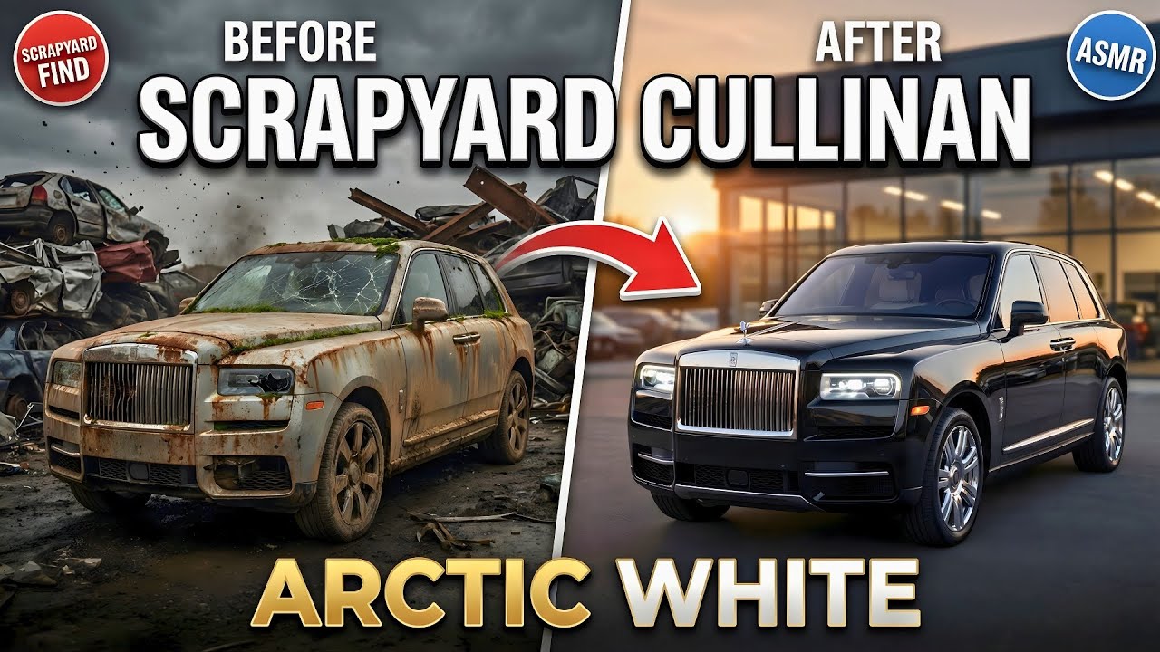 Destroyed Rolls‑Royce Cullinan Saved from Scrapyard — Full ASMR Restoration to Arctic White