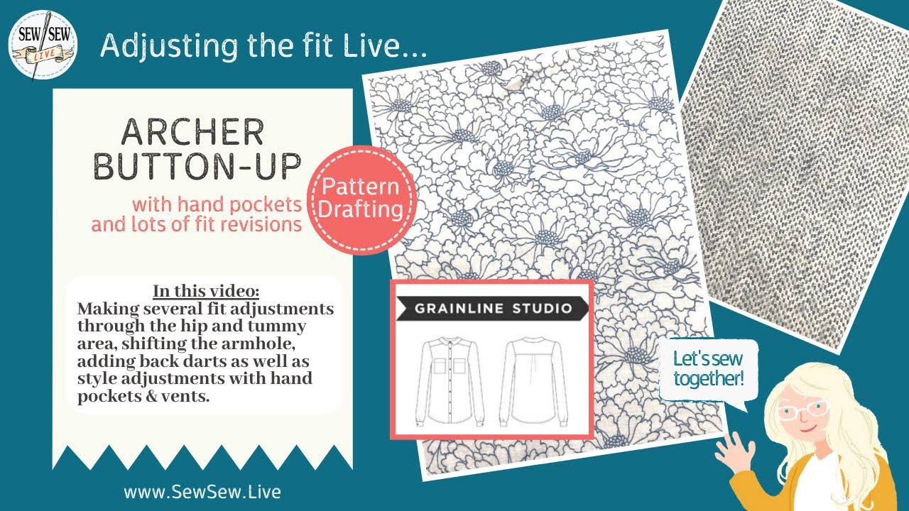Altering Archer Button Up Pattern by Grainline Studio...by Sew Sew Live