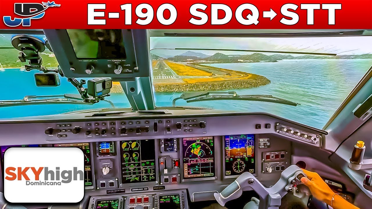 Sky High E-190 Cockpit Santo Domingo🇩🇴 to St Thomas🇻🇮