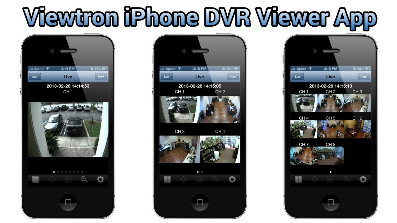iPhone Live Camera Viewer App for Viewtron CCTV DVRs