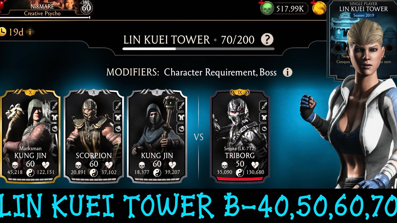 Lin Kuei Tower Boss Battle 70 & 40, 50, 60 Fight + Reward Mortal Kombat Mobile