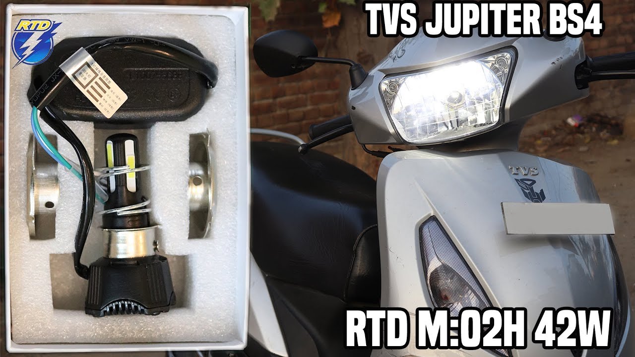 Brightest 😵 Led Headlight | TVS Jupiter BS4 AHO🙀 | RTD M4 42W