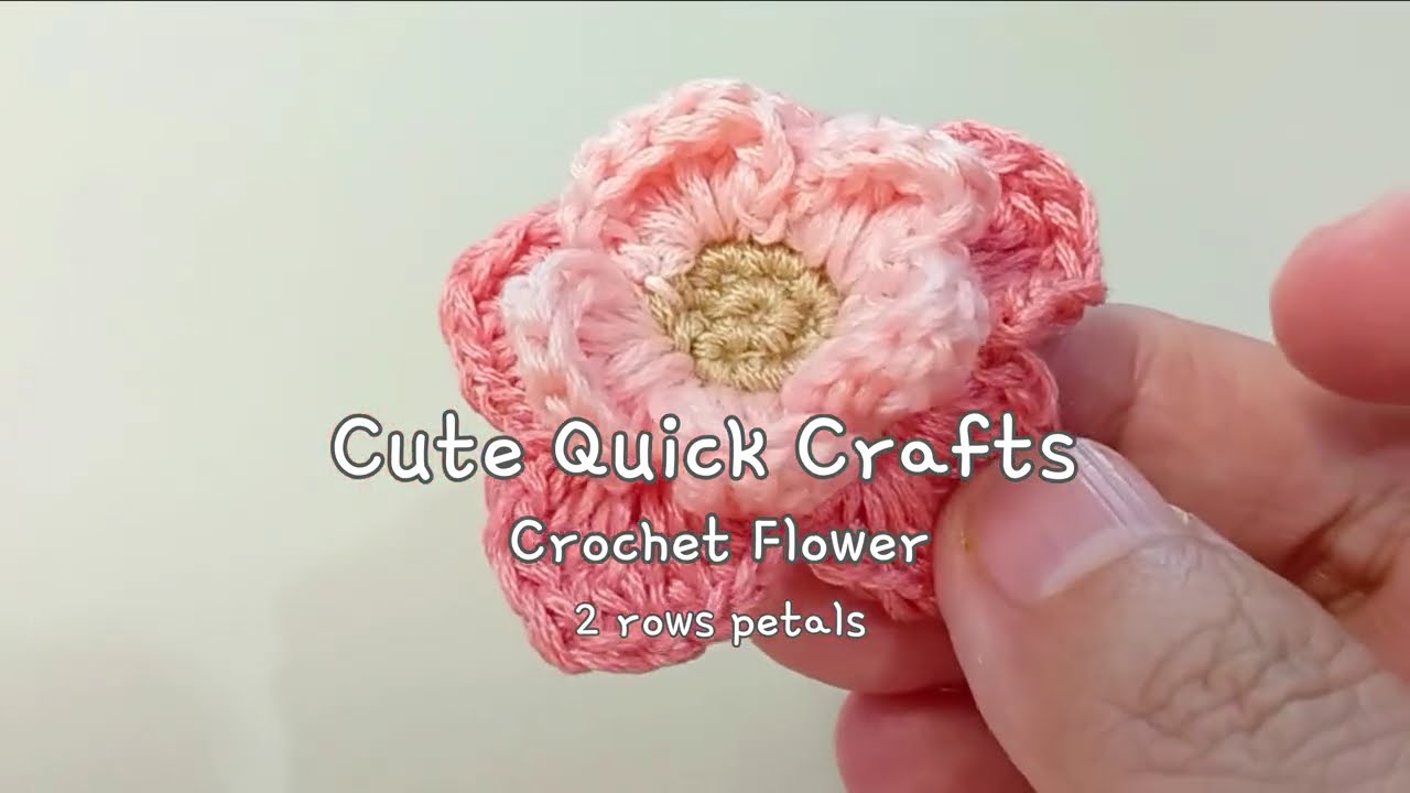🧶Cute Quick Craft#7: Crochet Flower Applique-2 Rows Petals