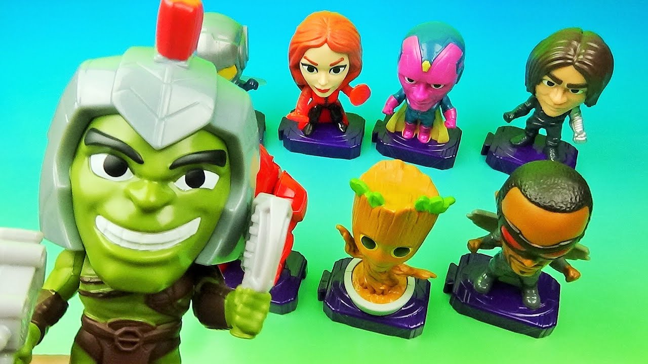 2020 MARVEL STUDIOS HEROES SET OF 9 McDONALDS HAPPY MEAL COLLECTORS TOYS VIDEO REVIEW