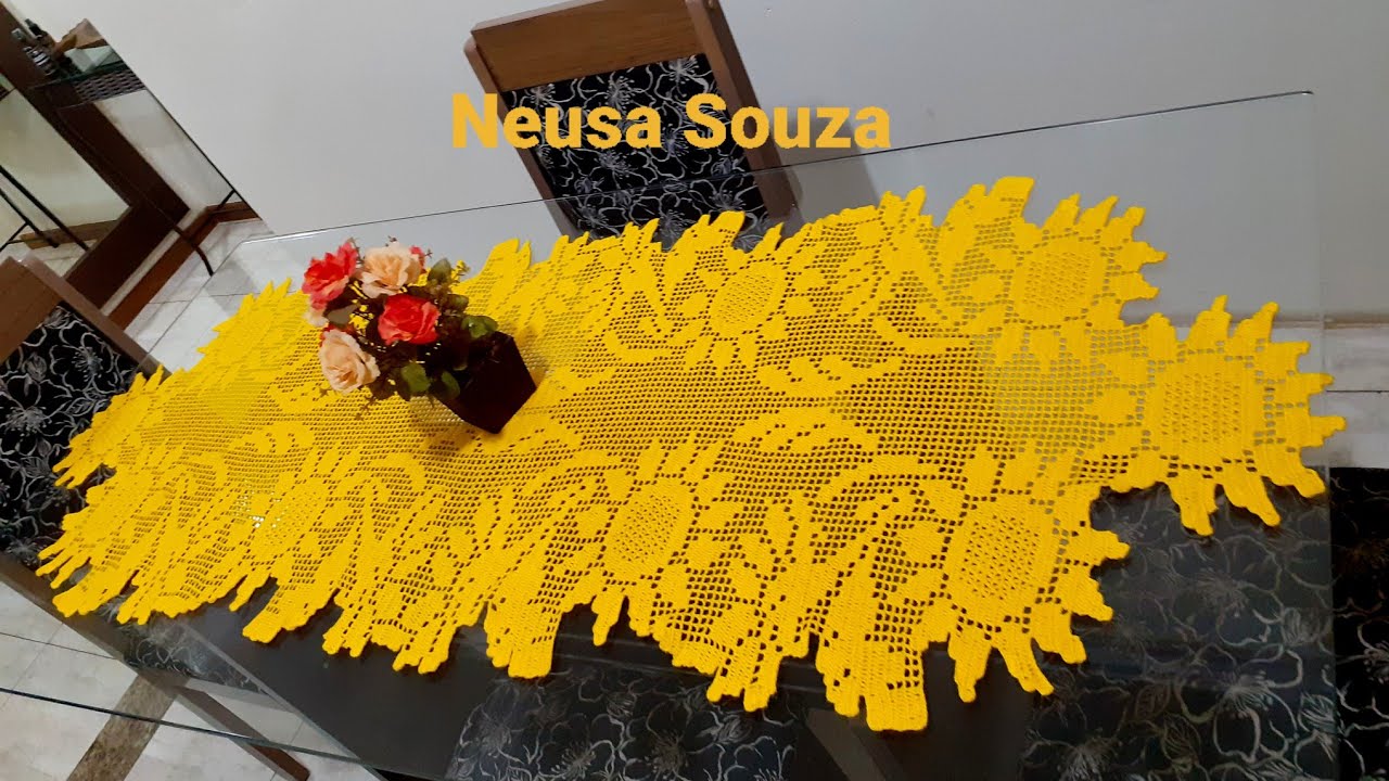 Caminho de Mesa Jardim de Girassóis 🌻 Video 1/10 #crochefile