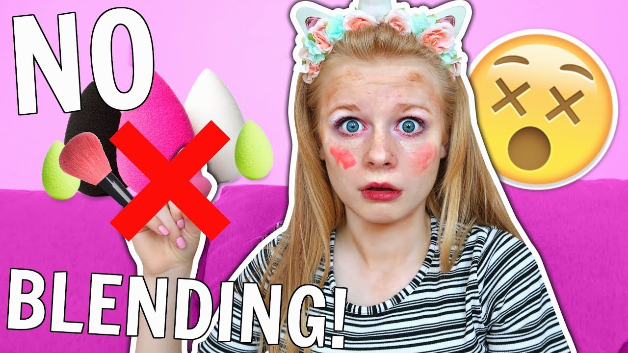 Full Face WITHOUT Blending Makeup Challenge! 😱💄 *omg*