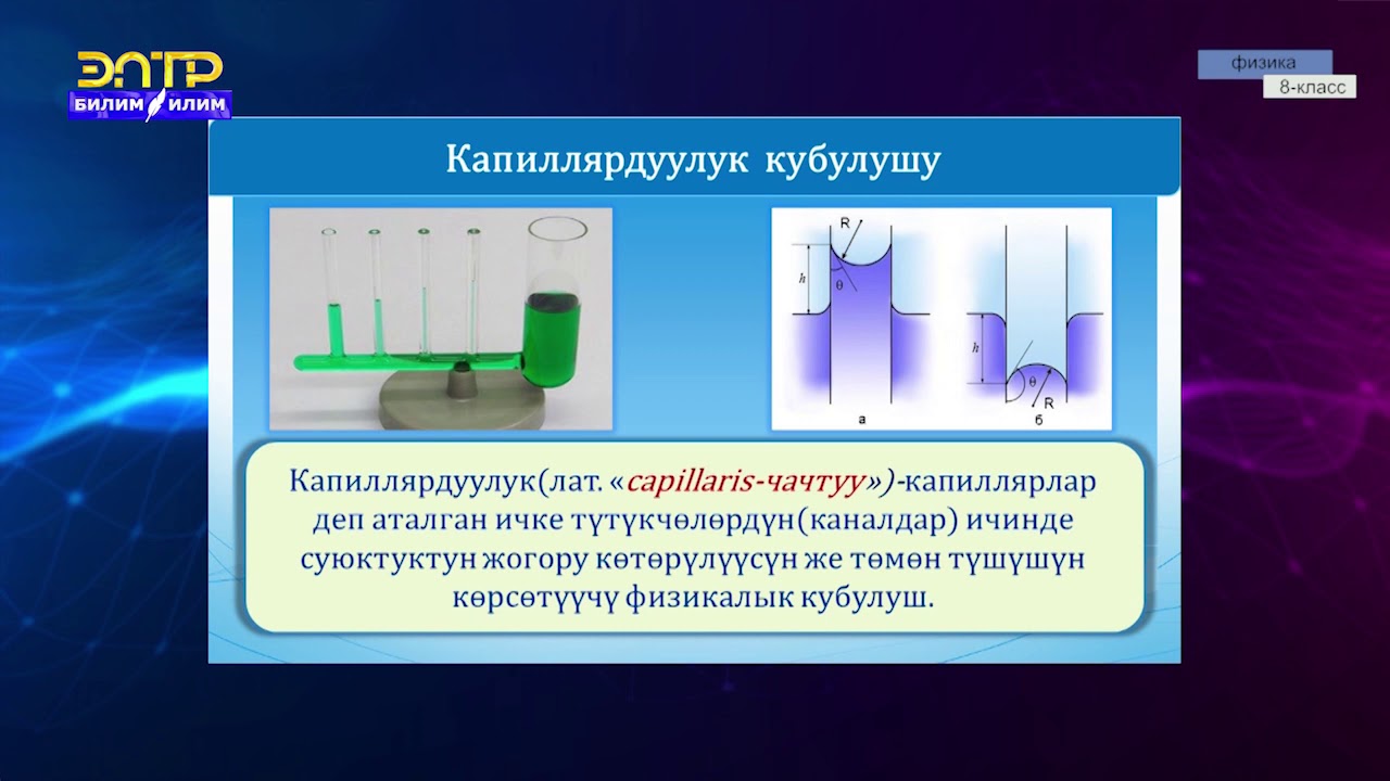 8-класс | Физика |  Нымдоо. Капилярдуулук