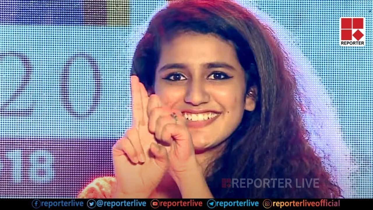 Priya Prakash Varrier's Flying Kiss and wink Live on stage