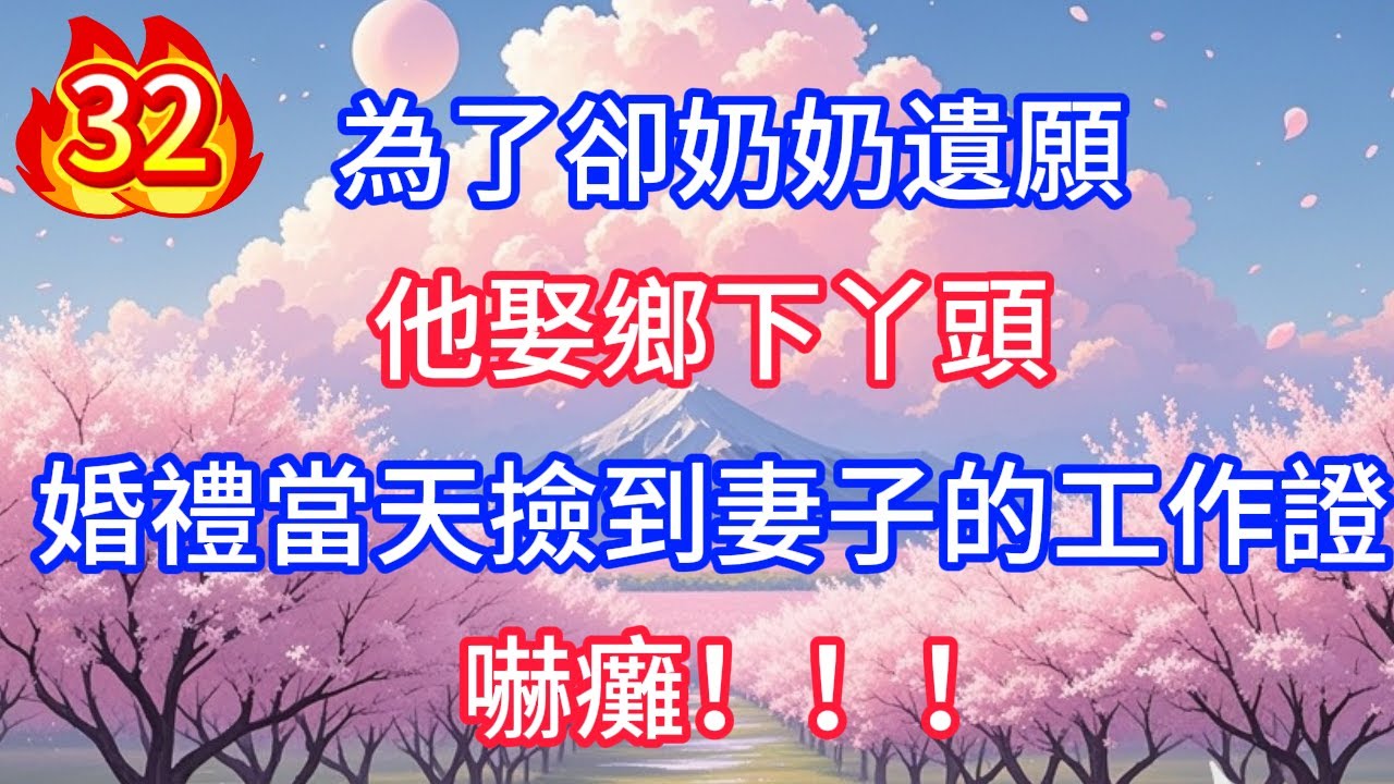第32集：為了卻奶奶遺願，他娶鄉下丫頭，婚禮當天撿到妻子的工作證，嚇癱！