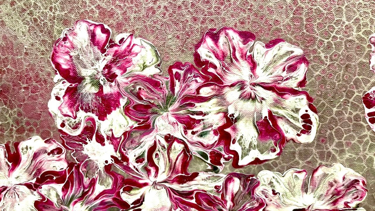 Cherry Blossoms on a Pearl Pour! How to layer different techniques using a transparent base coat!