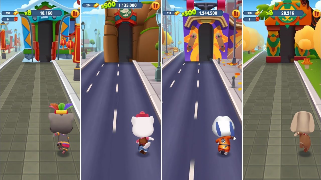 Talking Tom Gold Run Fiesta Tom vs Cowboy Angela vs Kung Fu Hank vs Gingerbread Ben Android Gameplay