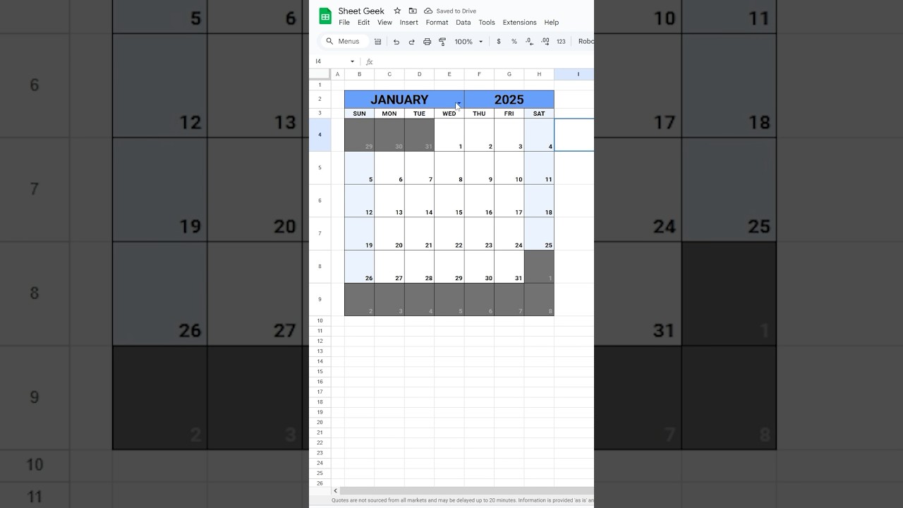 How to make an Automatic Calendar in Google Sheets! 🤩 #googlesheets #spreadsheets #excel