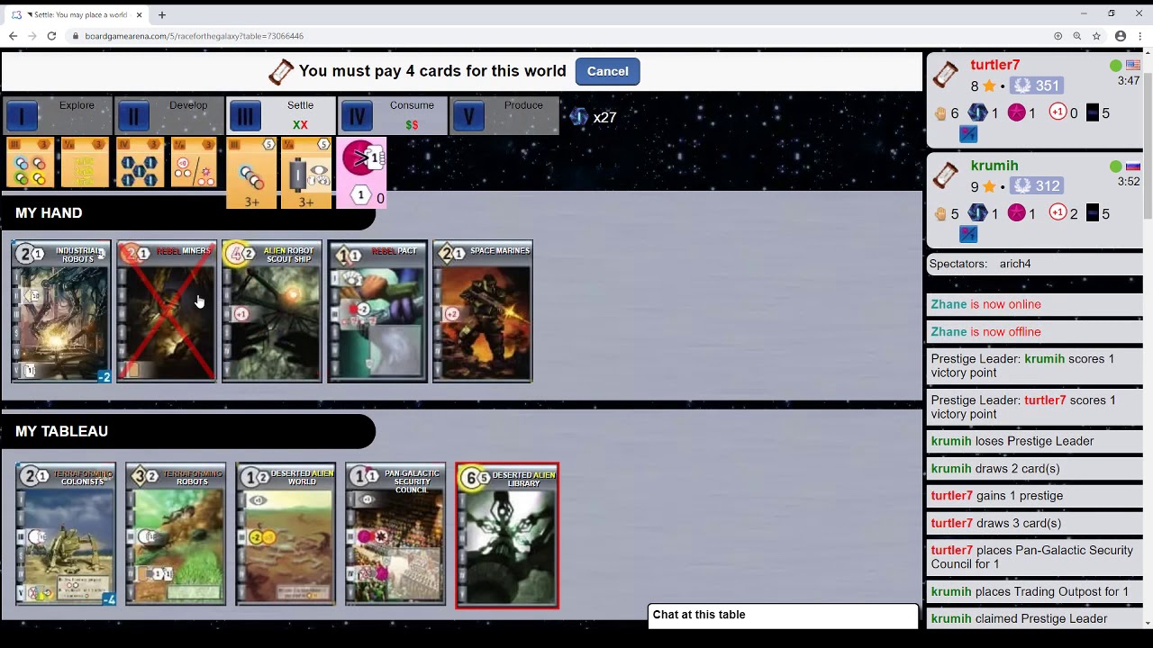 Race for the Galaxy BGA First Three Expansions Game 1
