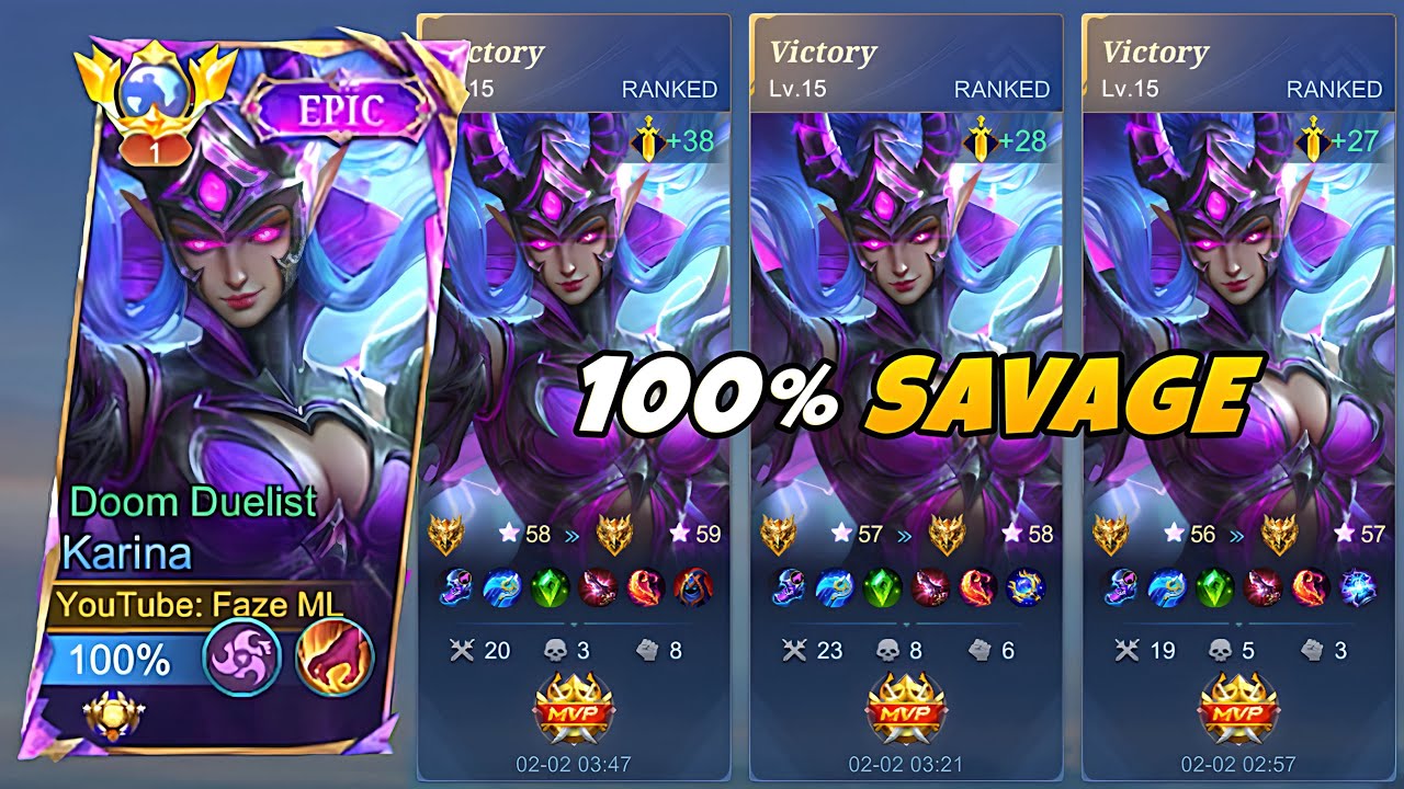 TOP 1 GLOBAL KARINA 100% SAVAGE BUILD AUTO WINSTREAK?! (karina best build 2024)