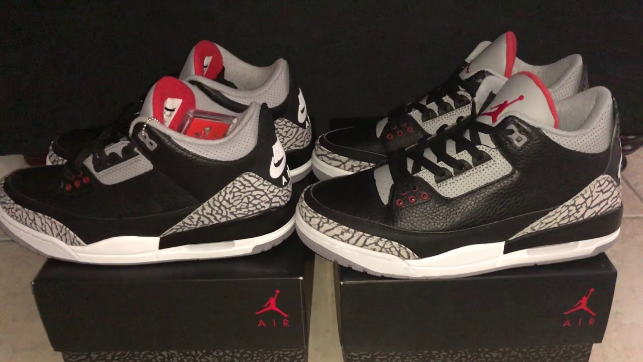 **MUST WATCH** REAL VS. FAKE 2018 NIKE AIR JORDAN RETRO 3 BLACK CEMENT