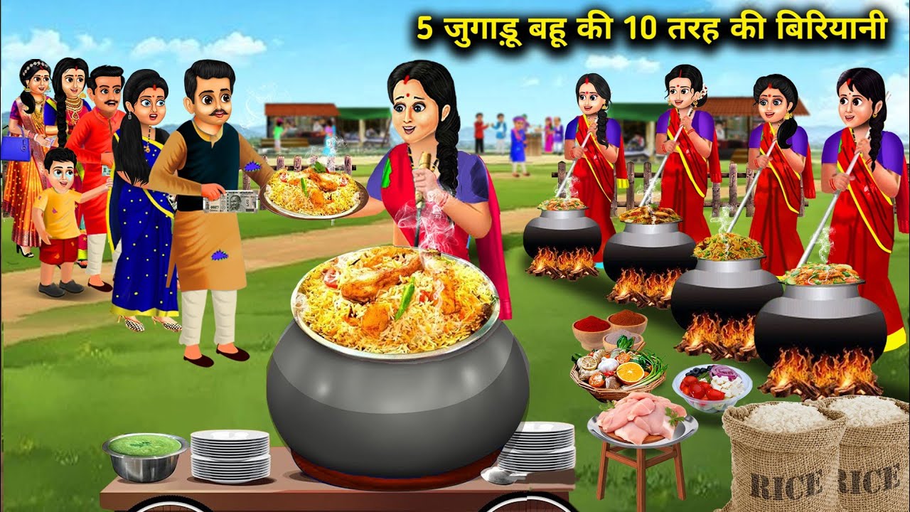 5 जुगाड़ू बहू की 10 तरह की बिरयानी  || Hindi Cartoon Stories || Saas Bahu ki Ghar Gharsthi ||