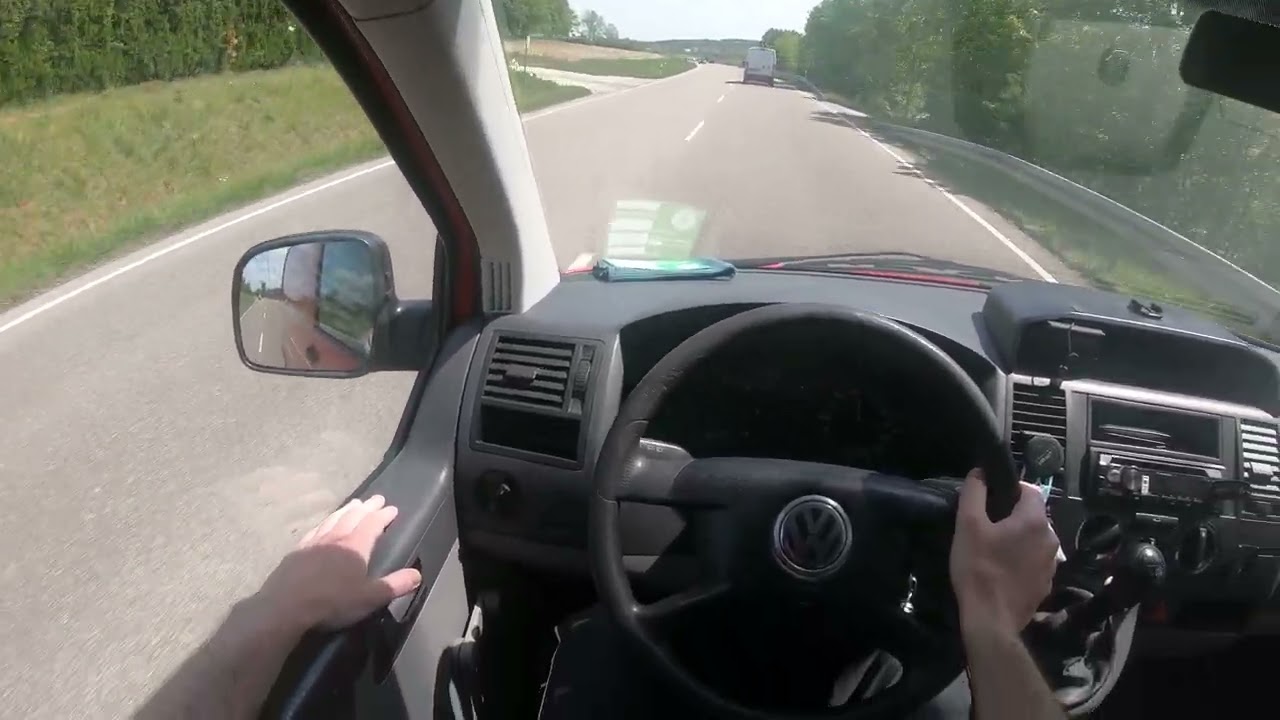 Volkswagen Transporter T5 Red Color Test Drive in Germany 4K60fps Video GoPro 7 Black