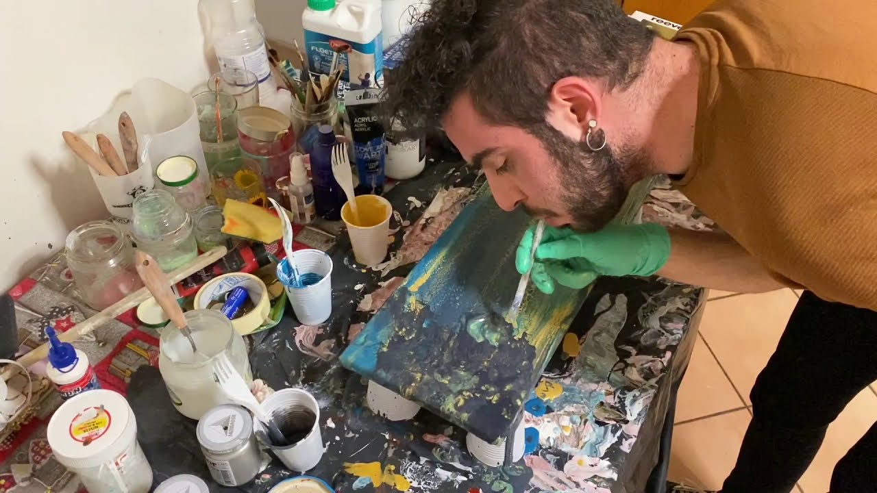 #2 ACRILICO FLUIDO, COME FARE UN QUADRO CON L'ACRYLIC FLUID PAINTING, TECNICA MISTA! | inarteGianlu