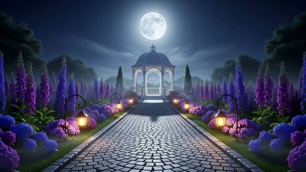 🎹🌿 Moonlit Garden Piano for Deep Sleep | Soft Nature Night Ambience (10 Hours)