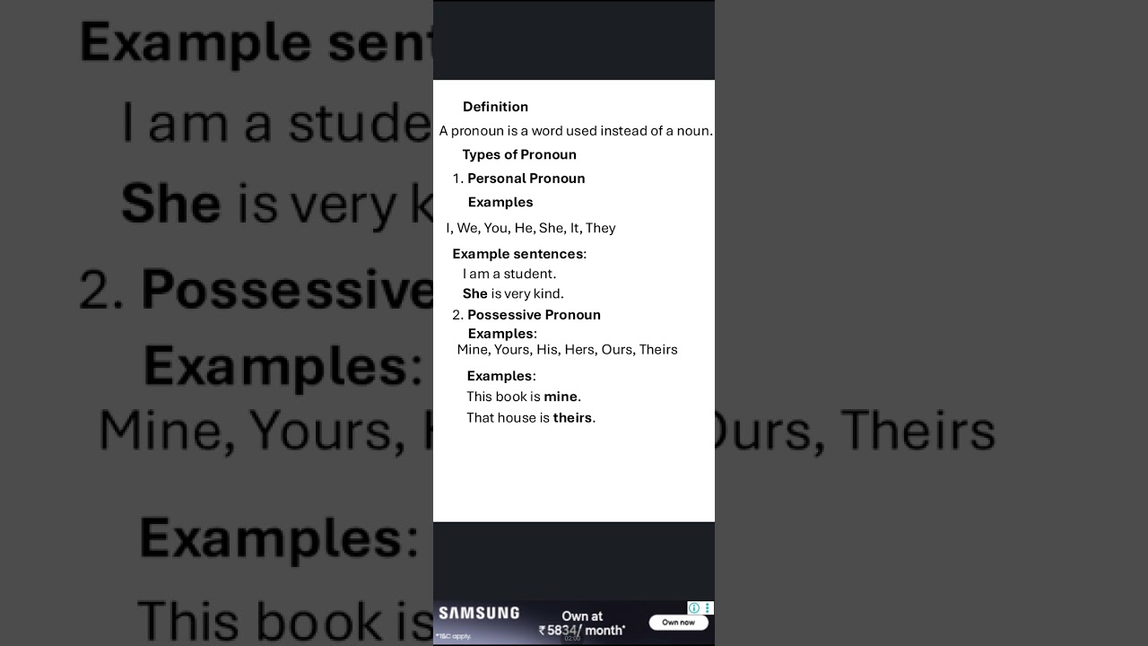 Pronoun in detail | Part-1|#englishgrammar#ytvideos 