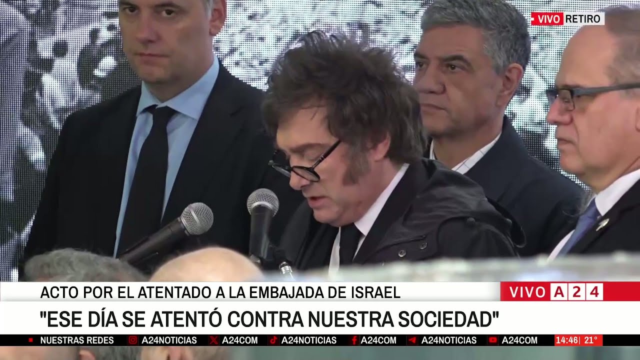 📢 JAVIER MILEI HABLA EN EL ACTO EN MEMORIA DE LAS VÍCTIMAS DEL ATENTADO A LA EMBAJADA DE ISRAE