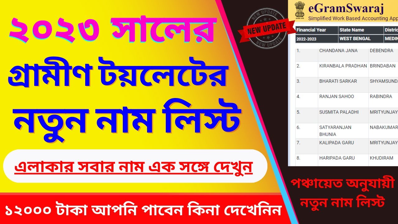 Panchayat Wise Gramin Toilet New List 2023 | SBM Toilet List | Gramin Toilet List 2023