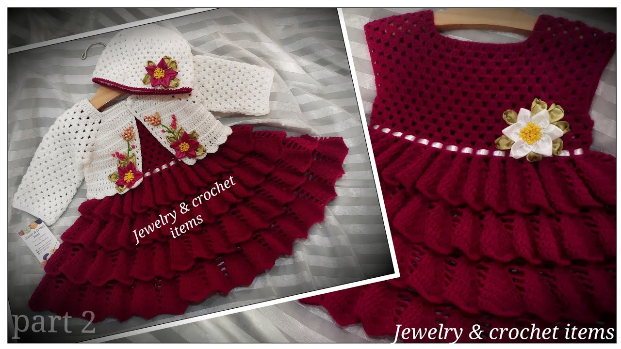 Latest & Stylish Crochet Baby Frock With Jacket (part 2)