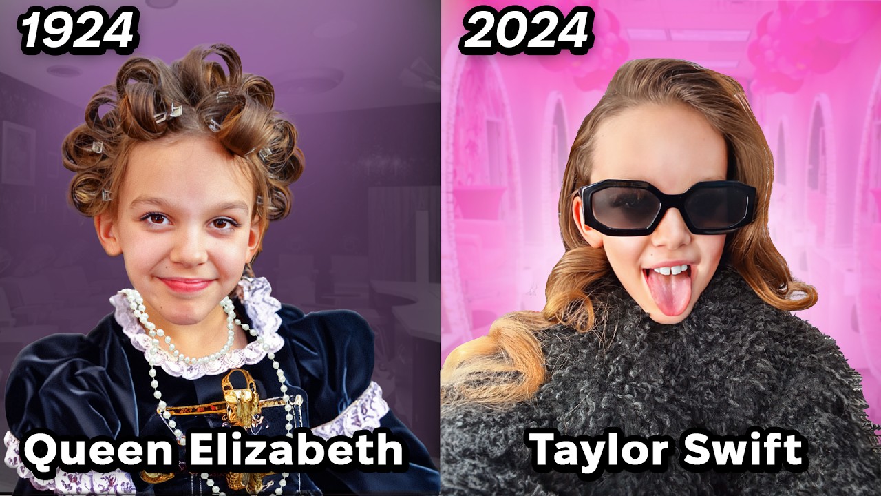 My DAUGHTER tries 100 YEARS of Celebrity HairStyles ✂️