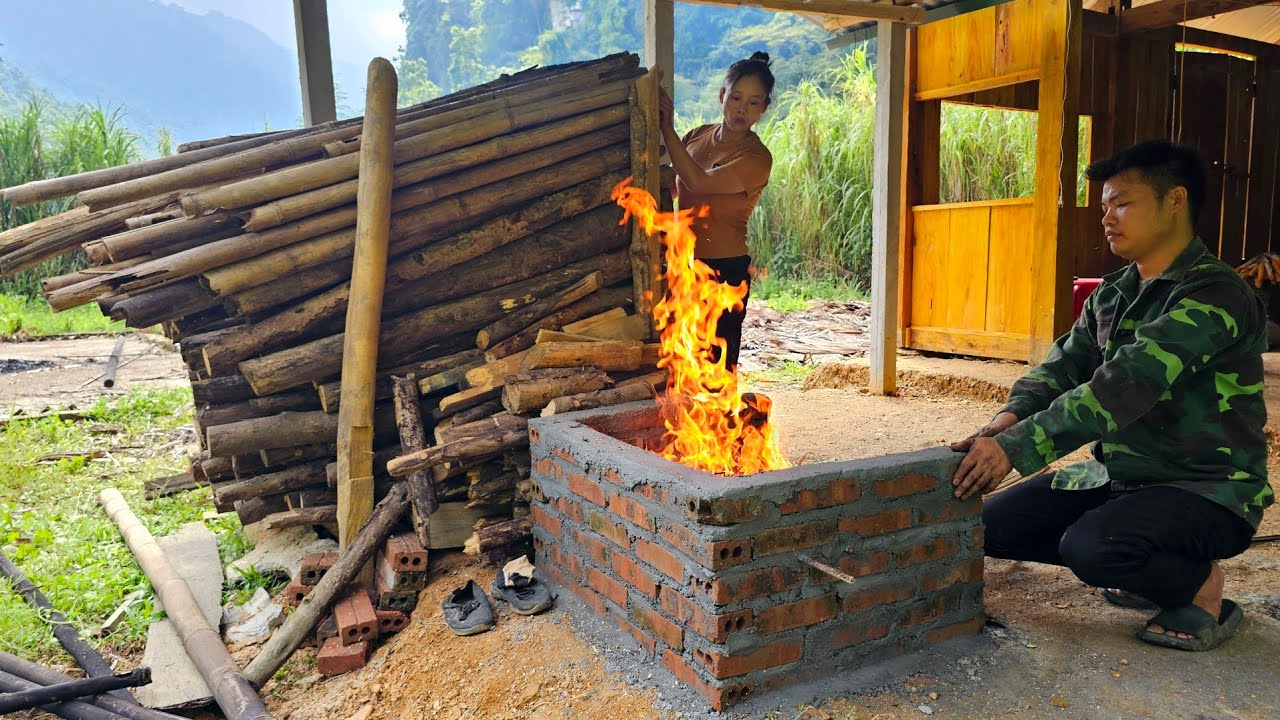 Create a stove and arrange the dried tubers neatly. Lý Thị Sai