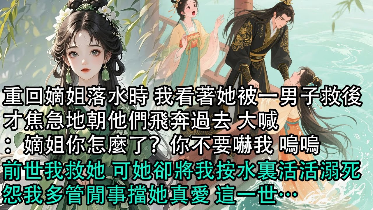 【一口氣看完】重回嫡姐落水時 我看著她被一男子救後，才焦急地朝他們飛奔過去 大喊：嫡姐你怎麼了？你不要嚇我 嗚嗚…前世我救她 可她卻將我按水裏活活溺死，怨我多管閒事擋她真愛 這一世…