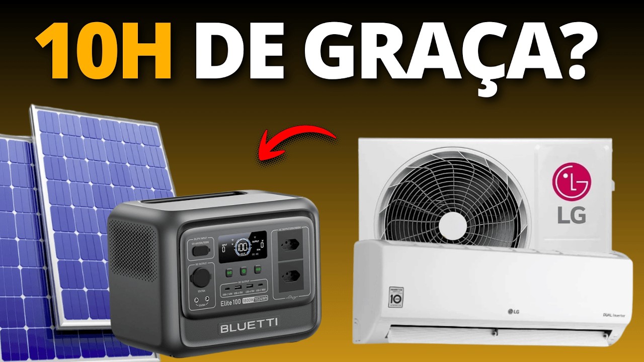 BLUETTI ELITE 100 V2 Ligando Ar Condicionado SEM GASTAR NADA com PLACA SOLAR