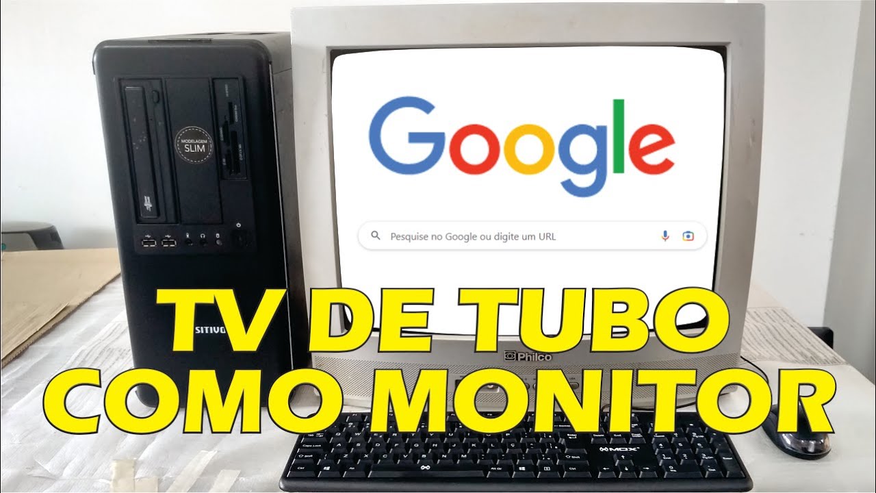 LIGANDO CPU PC NA TV TUBO PC TV CRT FÁCIL