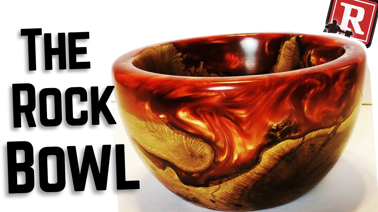 Wood Turning Oak & Resin || The ROCK Bowl 🤬