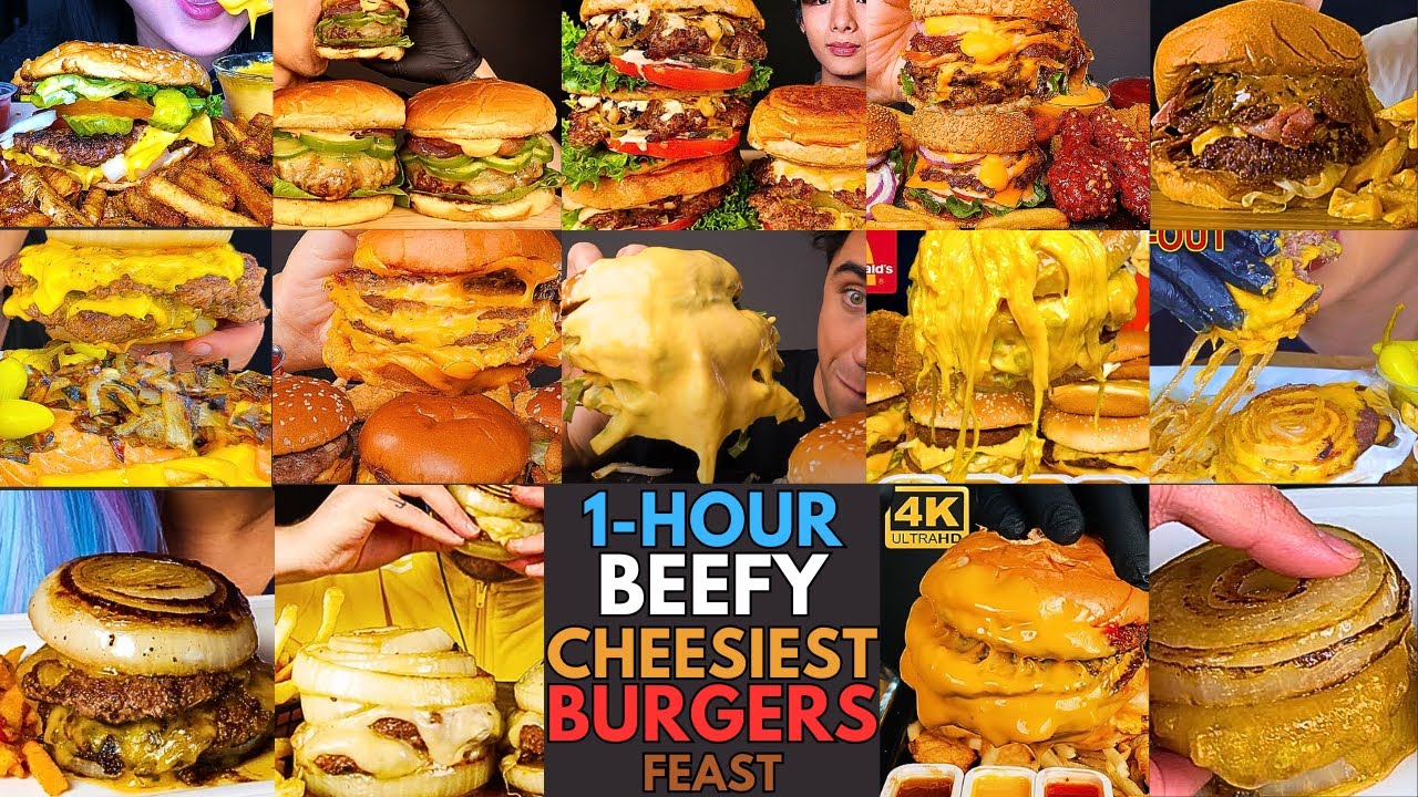 🍔🧀💥 1-HOUR Cheesy Beefy Burger Mukbang | Messy, Juicy & SO Addictive! | MUKBANG COMPILATION 🍟🔥😋