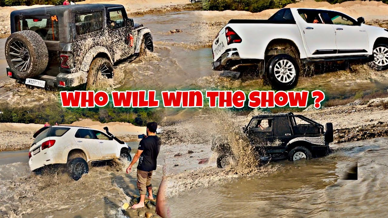 Extreme water wading test ⚠️between Thar, Gypsy , Hilux and Fortuner🚔 | Sunday Off-roading vlog⁉️