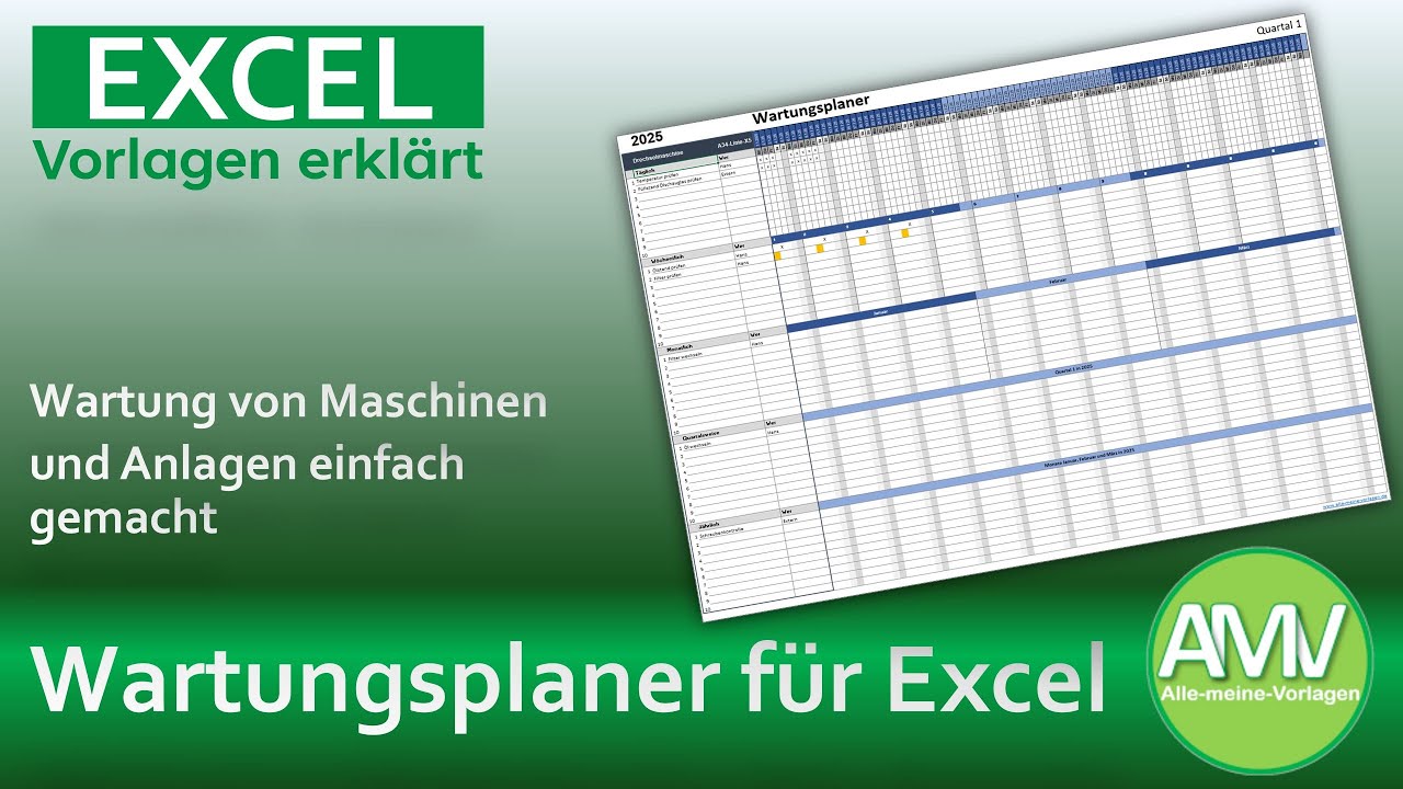 Wartung von Maschinen und Anlagen mit diesem Wartungsplaner f&uuml;r Excel