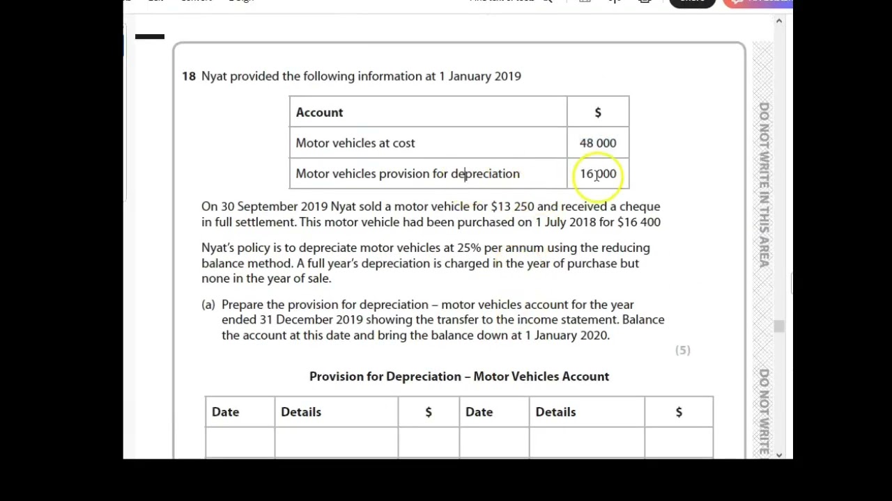 Edexcel IGCSE Accounting Jan 2020 Q18 | Provision for Depreciation & Disposal Accounts |Nyat