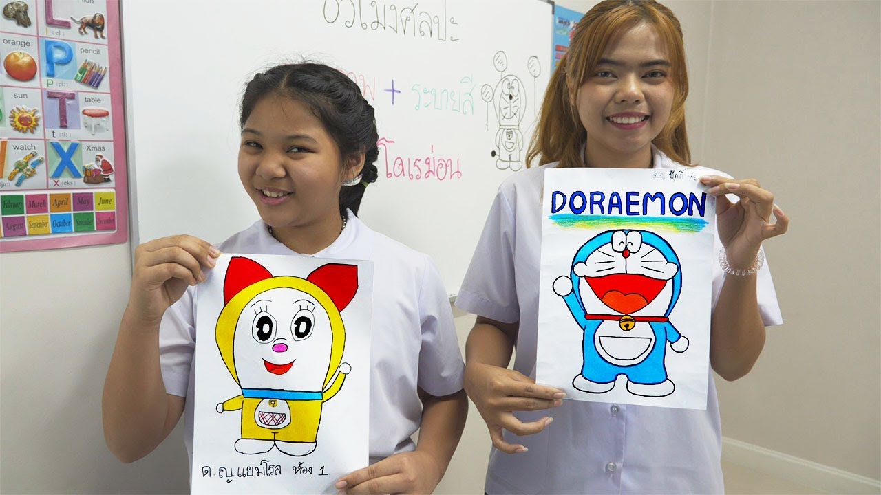 หนังสั้น | วาดภาพ+ภาพระบายสี โดเรม่อน EP.1 | Drawing + coloring pictures Doraemon