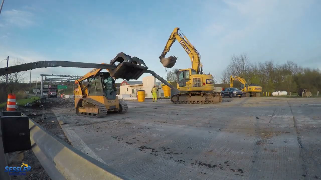 Sessler Wrecking- NYS Thruway Cashless Toll Booth Demolition Time Lapse