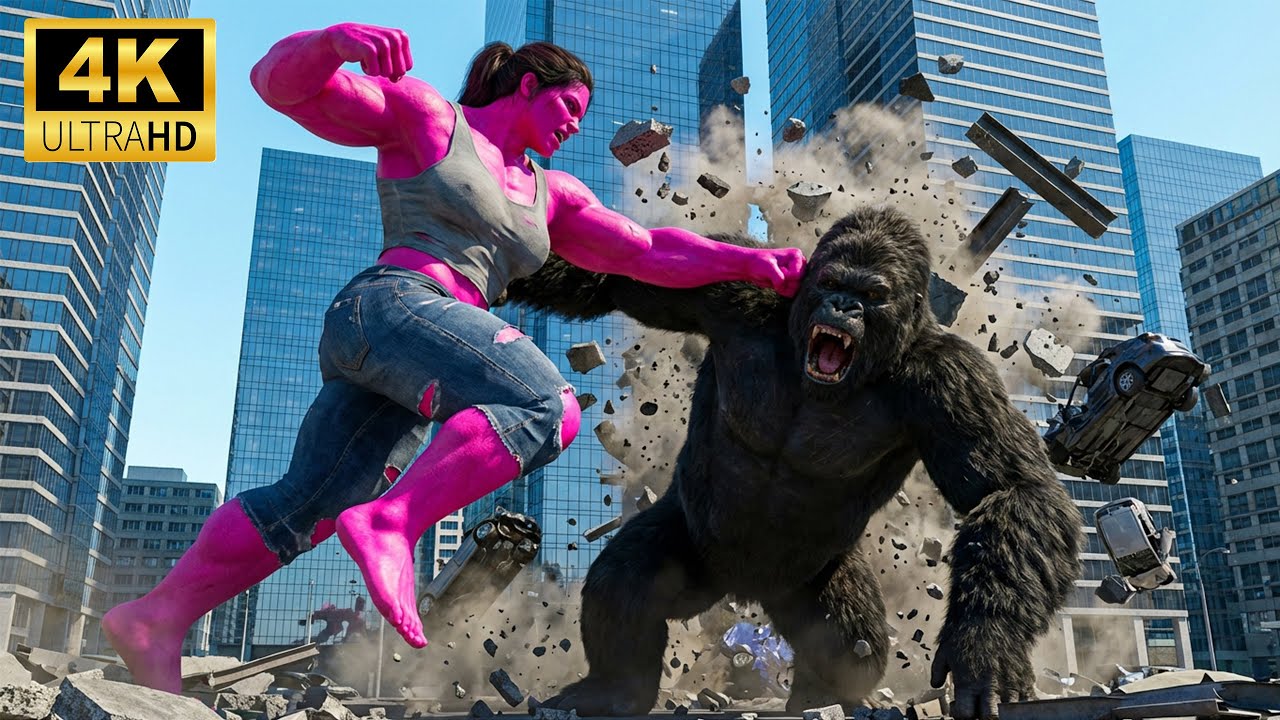 King Kong DESTROYS Pink Woman Hulk 💥 Titan Fight in London | Full 4K Movie | Epic Final Battle
