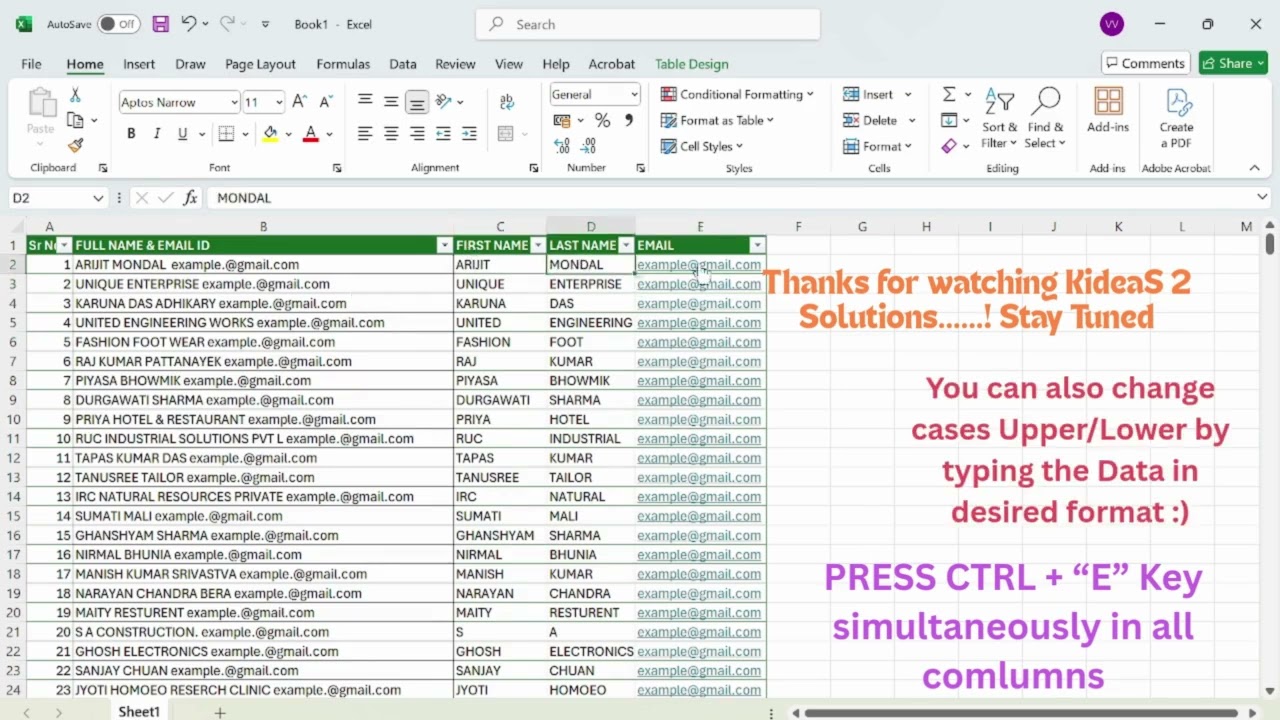 Data Segregation in Excel