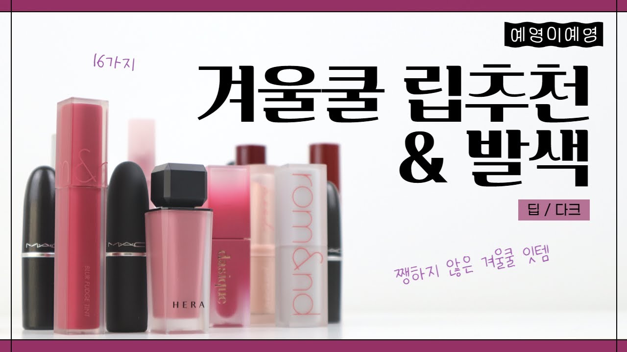 [제품 추천] 겨울 딥 / 다크를 위한 립 16종 발색 및 분류👍
