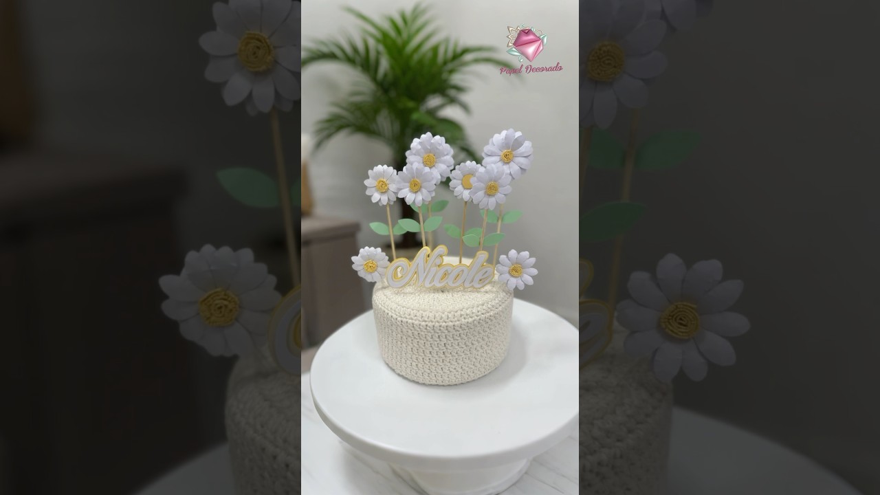 Como fiz essa Flor Margarida para um topo de bolo. 