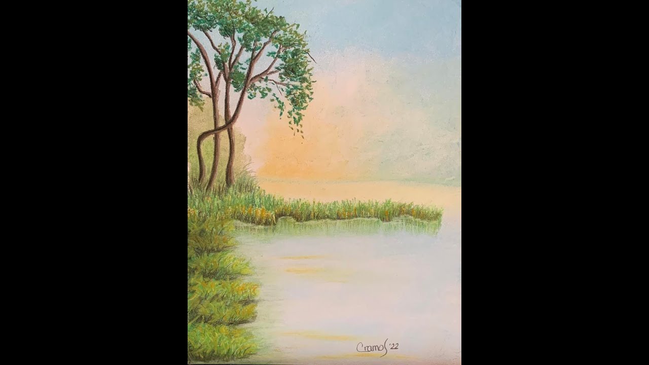 COMO DIBUJAR Y PINTAR UN PAISAJE USANDO TIZAS PASTEL