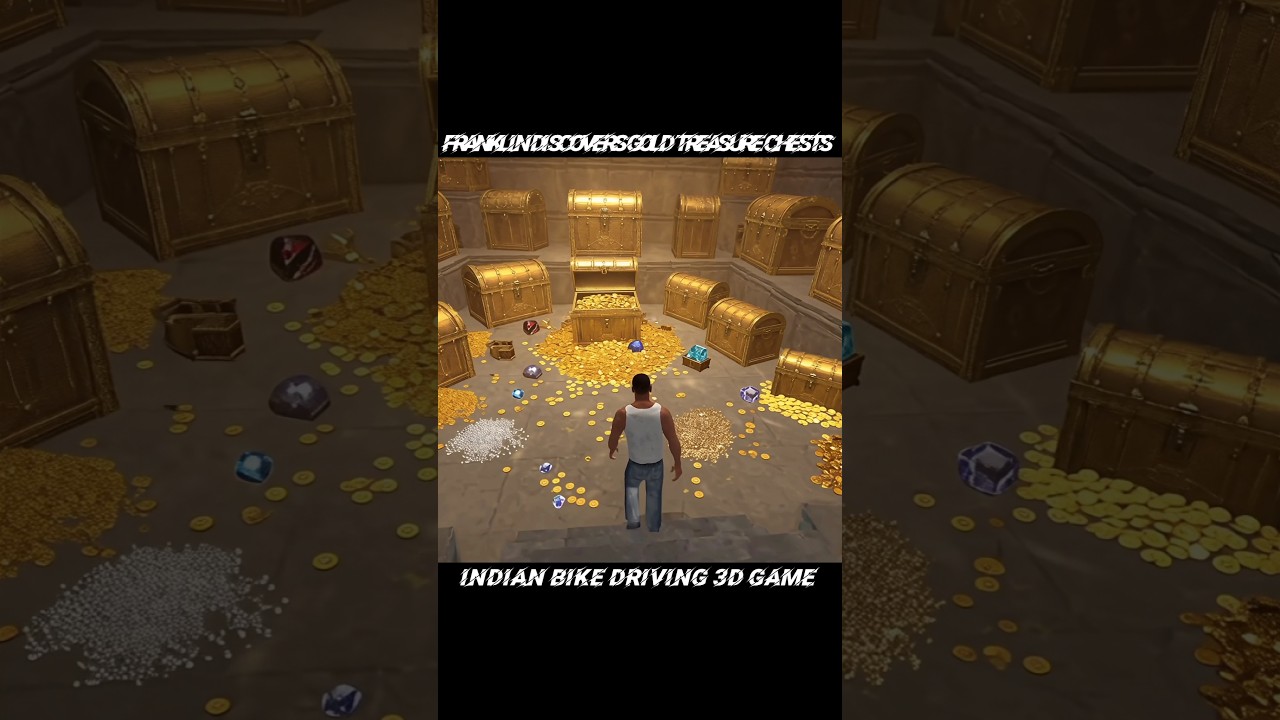 FRANKLIN DISCOVERS GOLD TREASURE CHESTS 🪙 indian Bike Driving 3d 🤯 | #ibd3d #gaming #shorts #gta5
