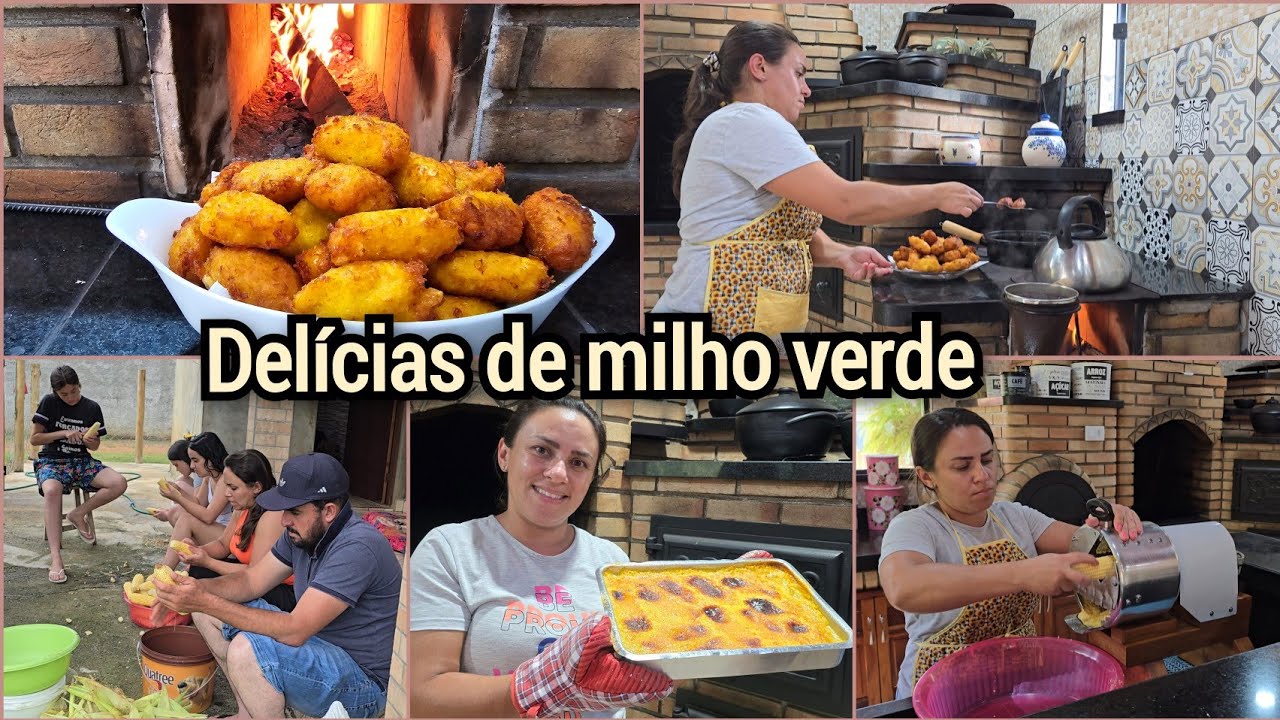 BOLO CREMOSO DE MILHO VERDE/BOLINHO DE MILHO FRITO/CAFÉ DA TARDE PRA LÁ DE BÃO.