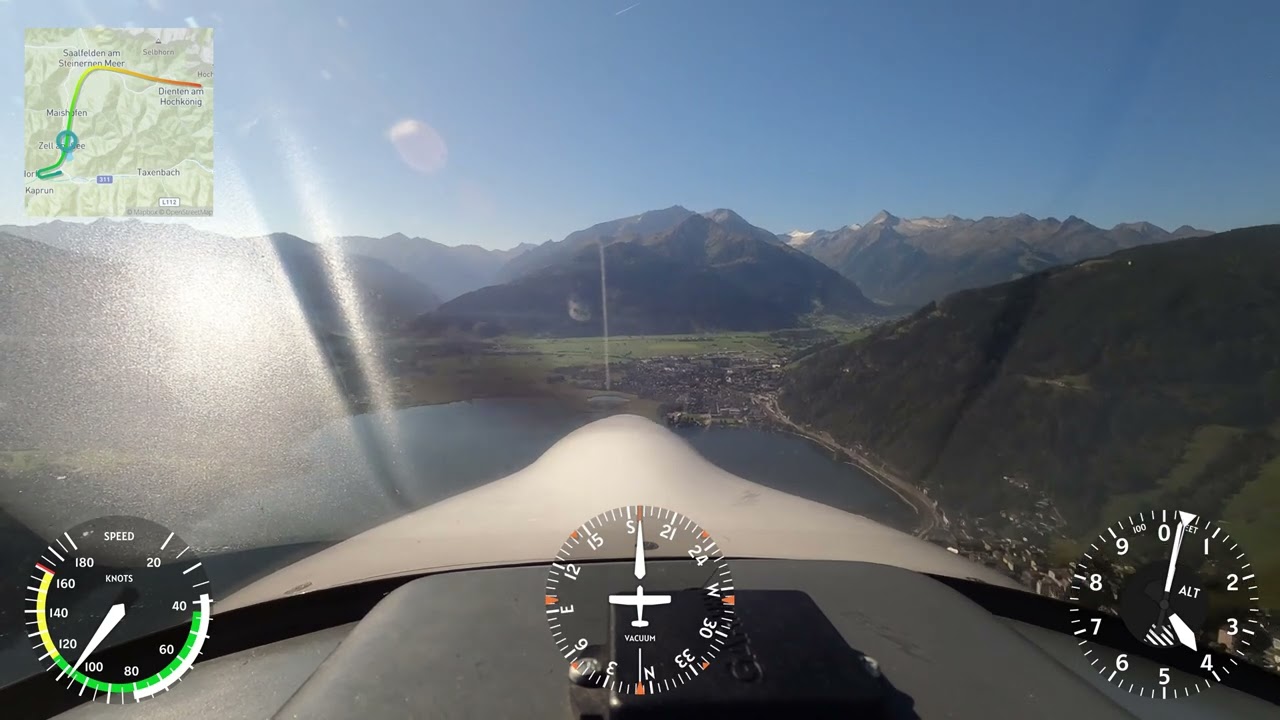 Anflug auf den Flugplatz Zell am See Piste 07