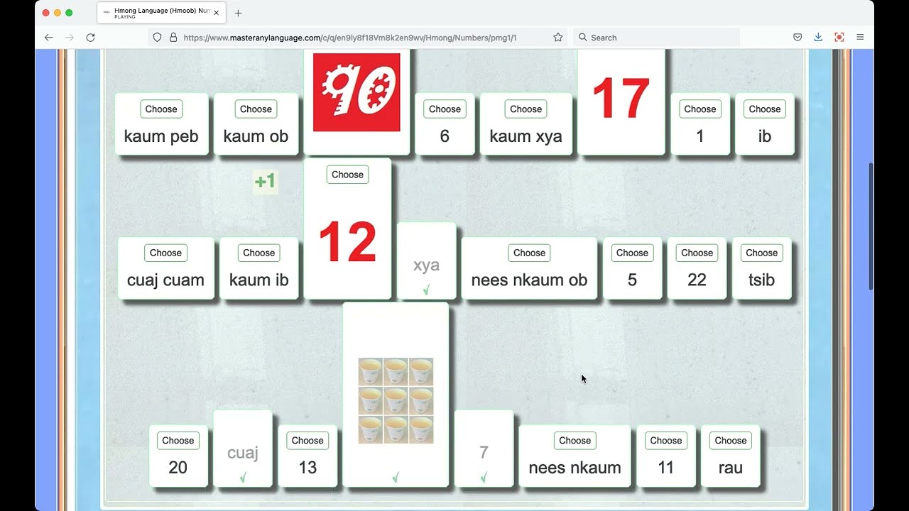 Hmong Language (Hmoob) Numbers Practice Game