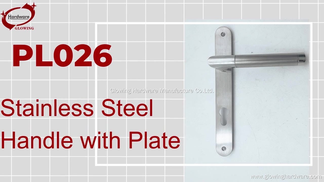 Glowing Hardware Stainless steel stamping hollow easy fixing door lever handle with plate PL026